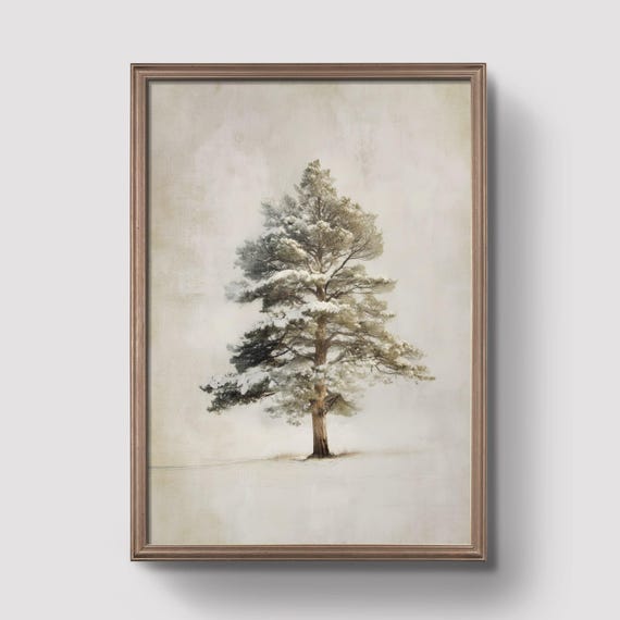 Vintage Winter Tree Scene Prints