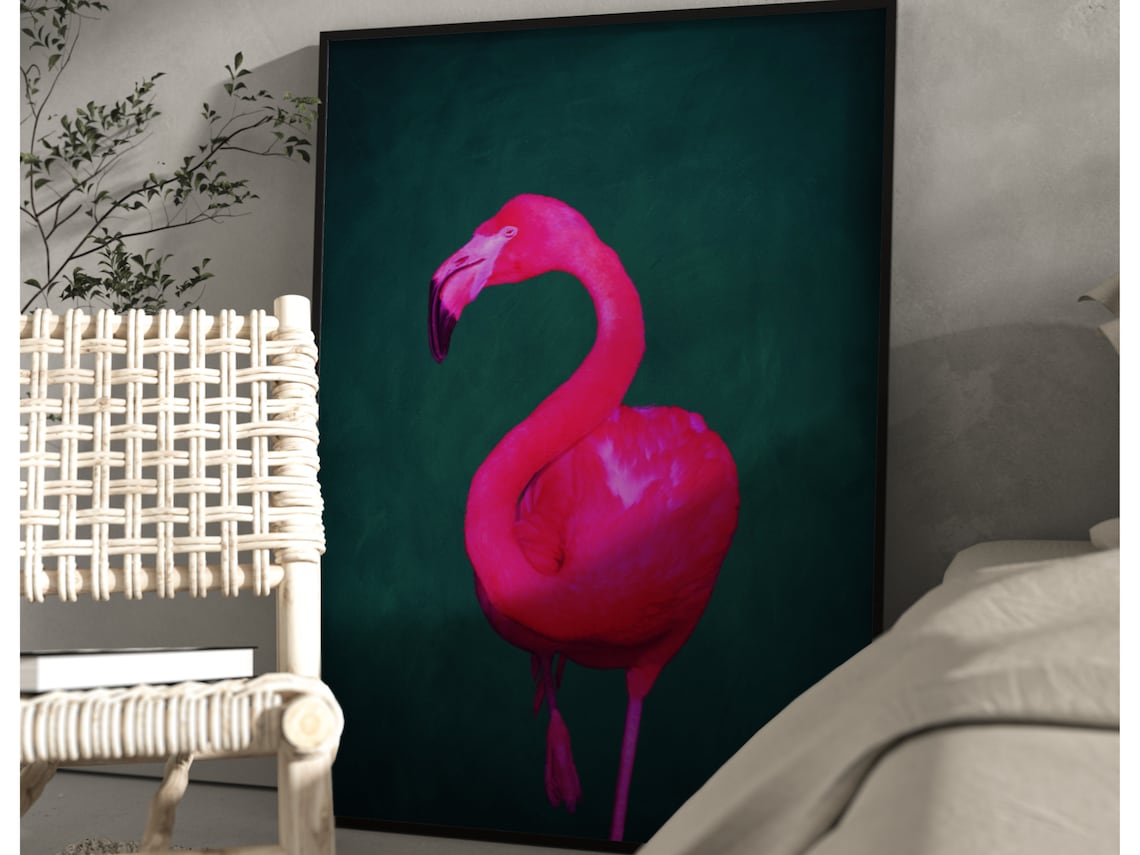 Bright Pink Flamingo Pop Art, Maximalist Poster - Image 2