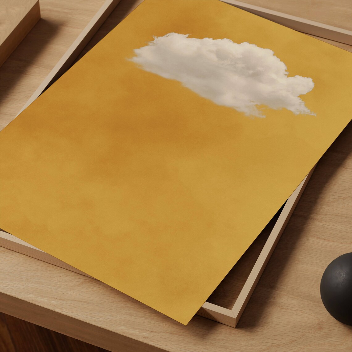 Yellow Cloud Art Print, Minimalist Abstract Decor - Image 3