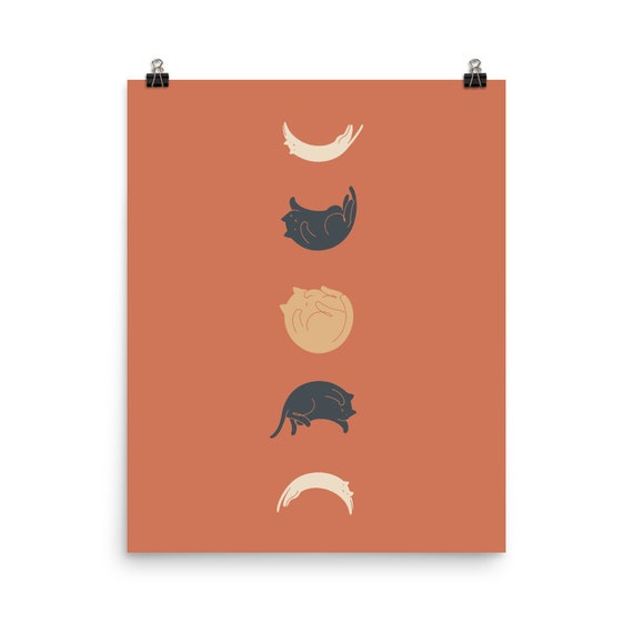 Cat Landscape 61 Meow Phases Art Print