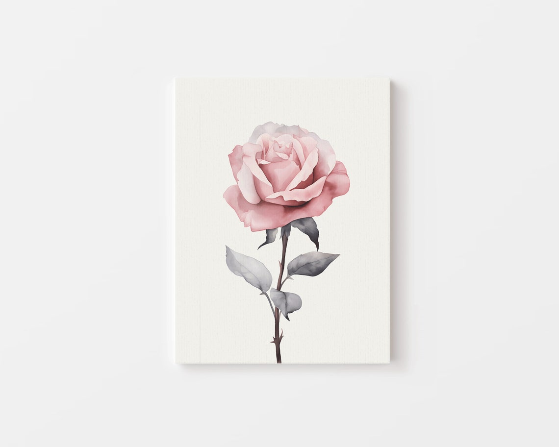 Single Pink Rose Watercolor Botanical Bloom on Cream Art Poster - Image 4
