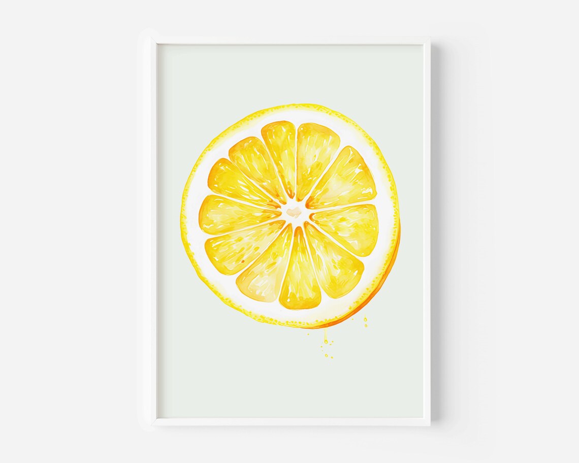 Lemon Fruit Watercolor Kitchen Art Print, Minimalist - Image 3