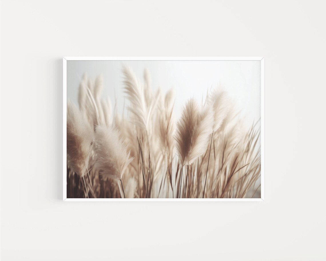Neutral Beach Pampas Grass Coastal Minimalist Art Print - Image 3