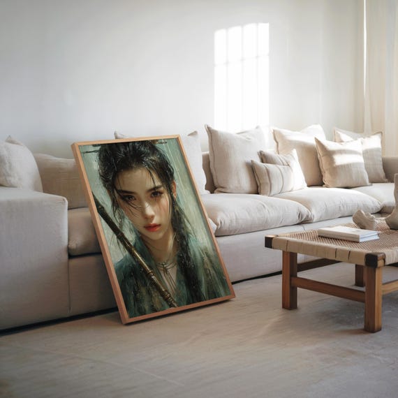 Rainy Day Anime Poster Oil Artistry Pastel Palette Dreamy Cinematic Manga Inspired Wall Decor