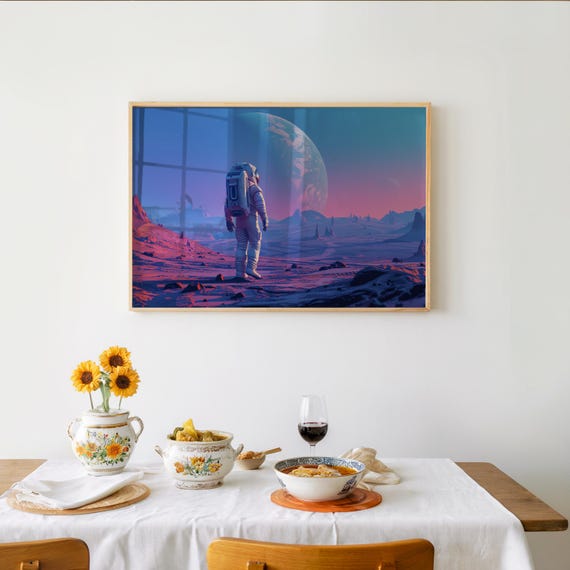 Retrofuturism Space Suit 3d Pixel Art Render Neon Pastel Palette Dreamy Cinematic Vibe Sci