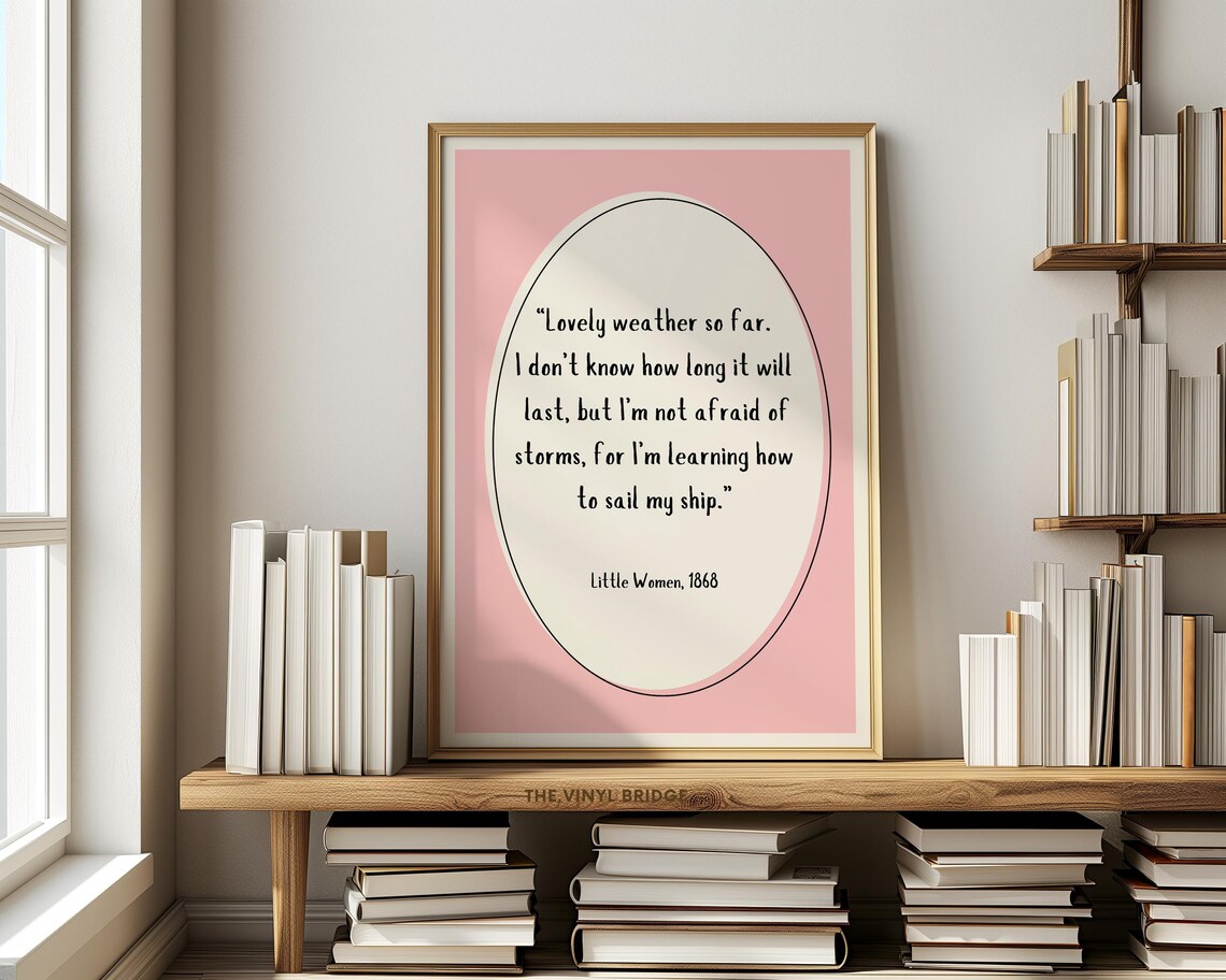 Little Women 1868 Sail My Ship Storms Literary Quote Pink Poster - Image 2