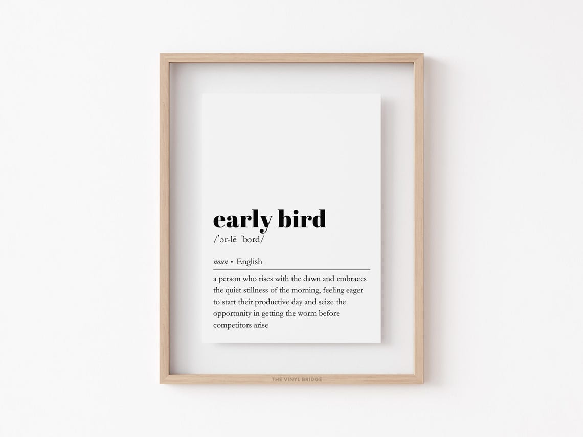 Early Bird Dictionary Definition Morning Motivation Office Poster - Image 3
