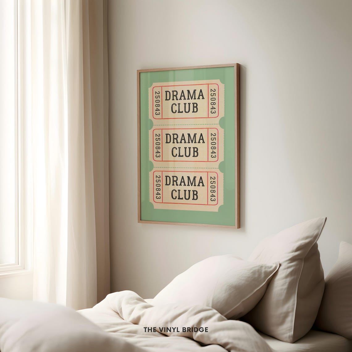 Vintage Drama Club Ticket Stub Sage Green Theater Kid Poster - Image 2