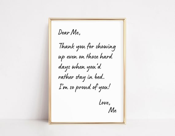 Dear Me Thank You For Showing Up Self Love Letter Affirmation Poster
