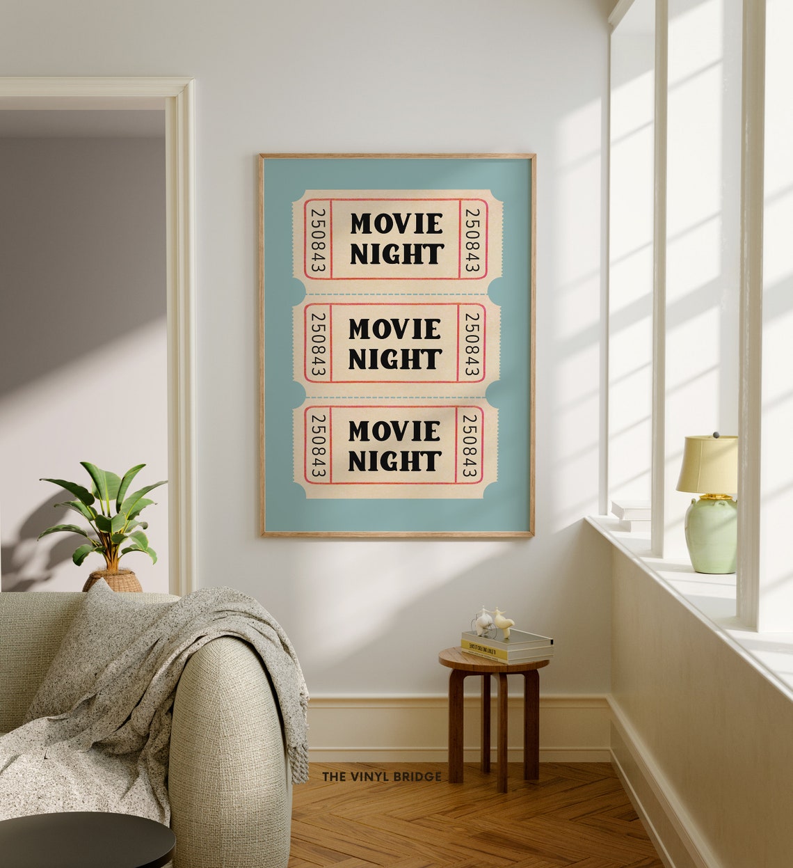 Movie Night Tickets Print Retro Cinema Film Green Blue Admission Stub Theater Room Home Decor Motion Pictures Wall Art - Image 4