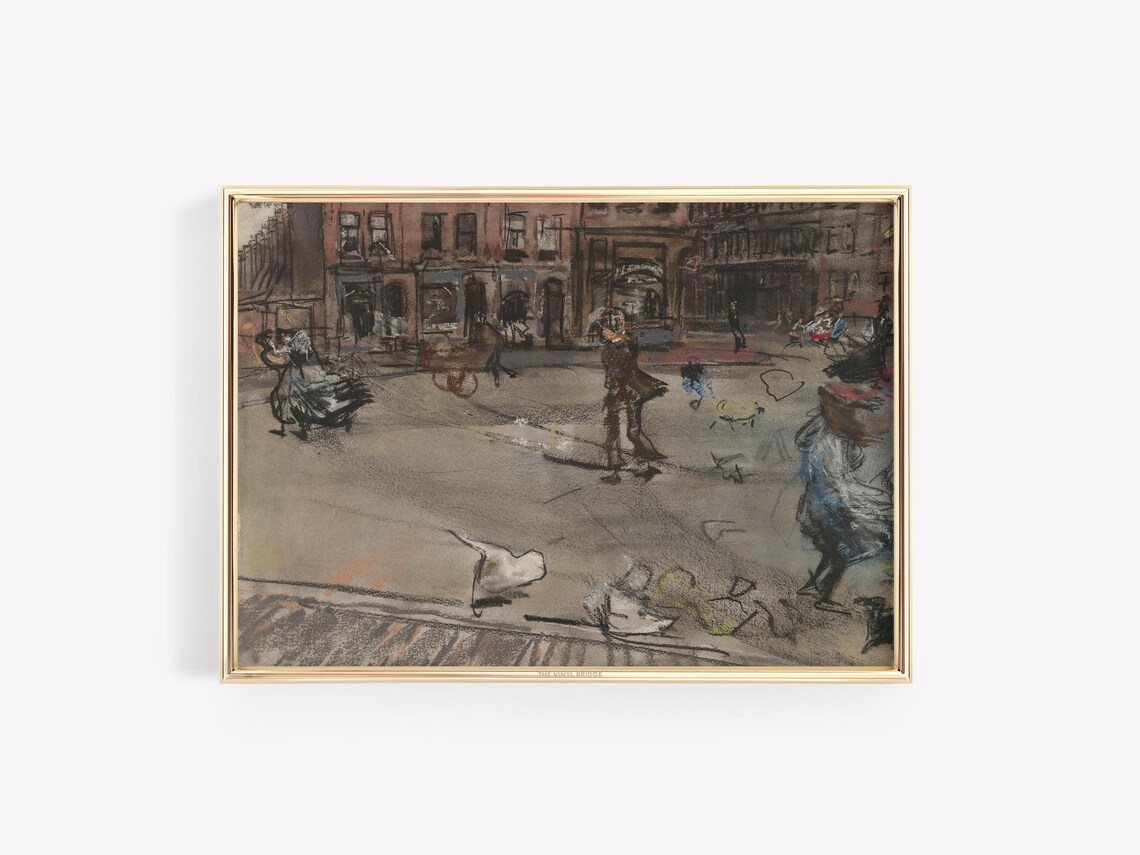 Impressionist Windy Street Sketch City Art Vintage Style Poster - Image 4