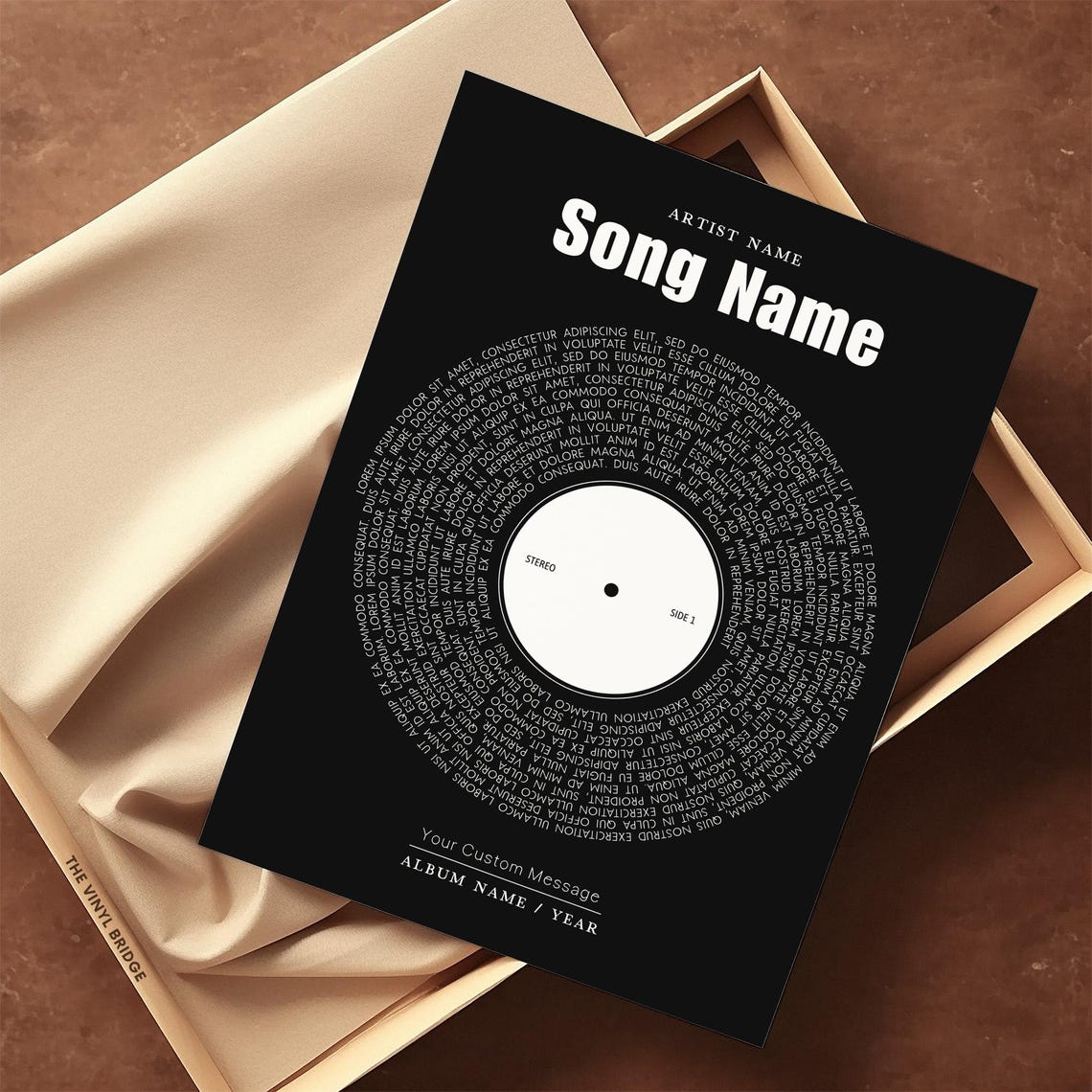 Custom Favorite Song Lyrics Vinyl Record Black Keepsake Poster - Image 3