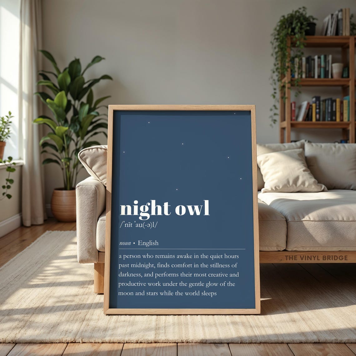 Funny Night Owl Dictionary Definition Starry Navy Quote Poster - Image 2
