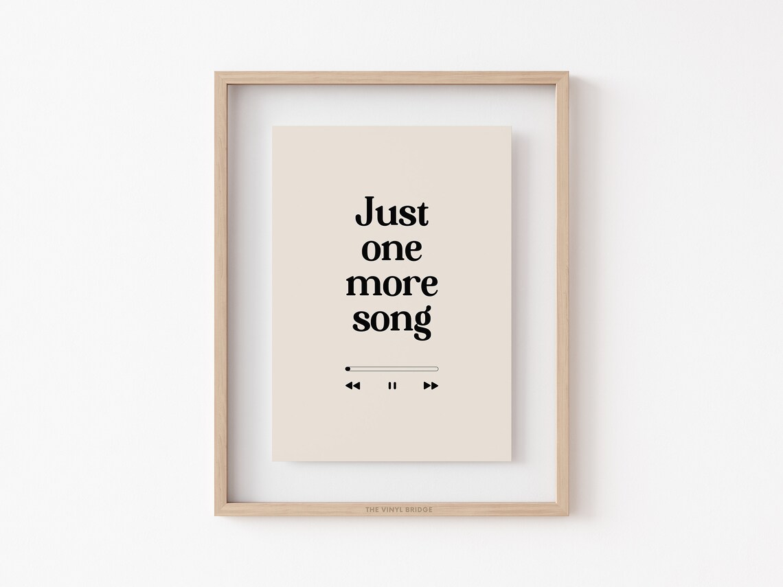 Just One More Song Typography Art Print, Neutral Library - Image 4