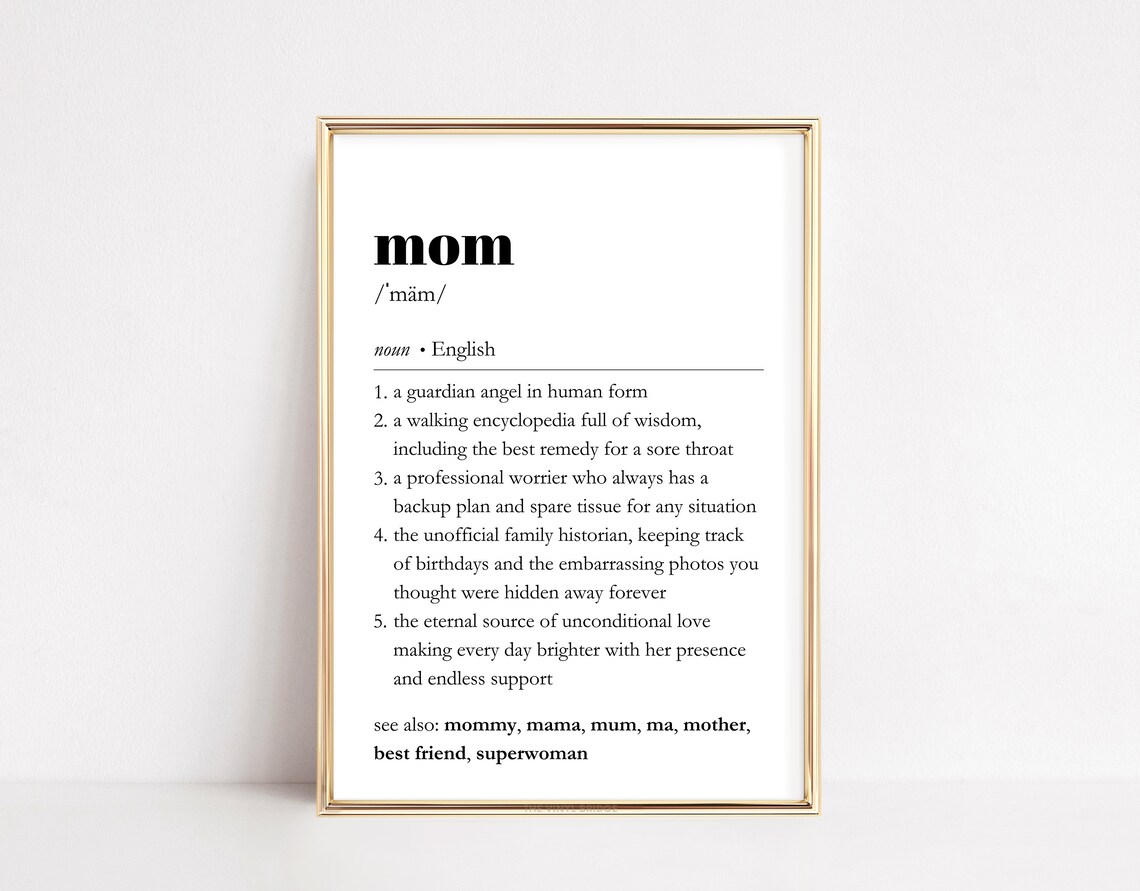 Mom Definition Poster, Mother's Day Gift for Her