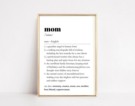 Mom Definition Poster, Mother's Day Gift for Her