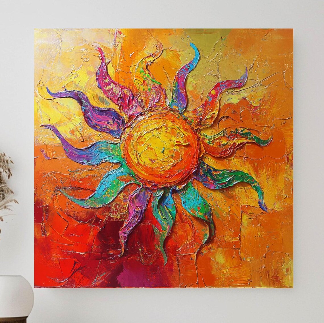 Vibrant Sun Textured Abstract Bohemian Art