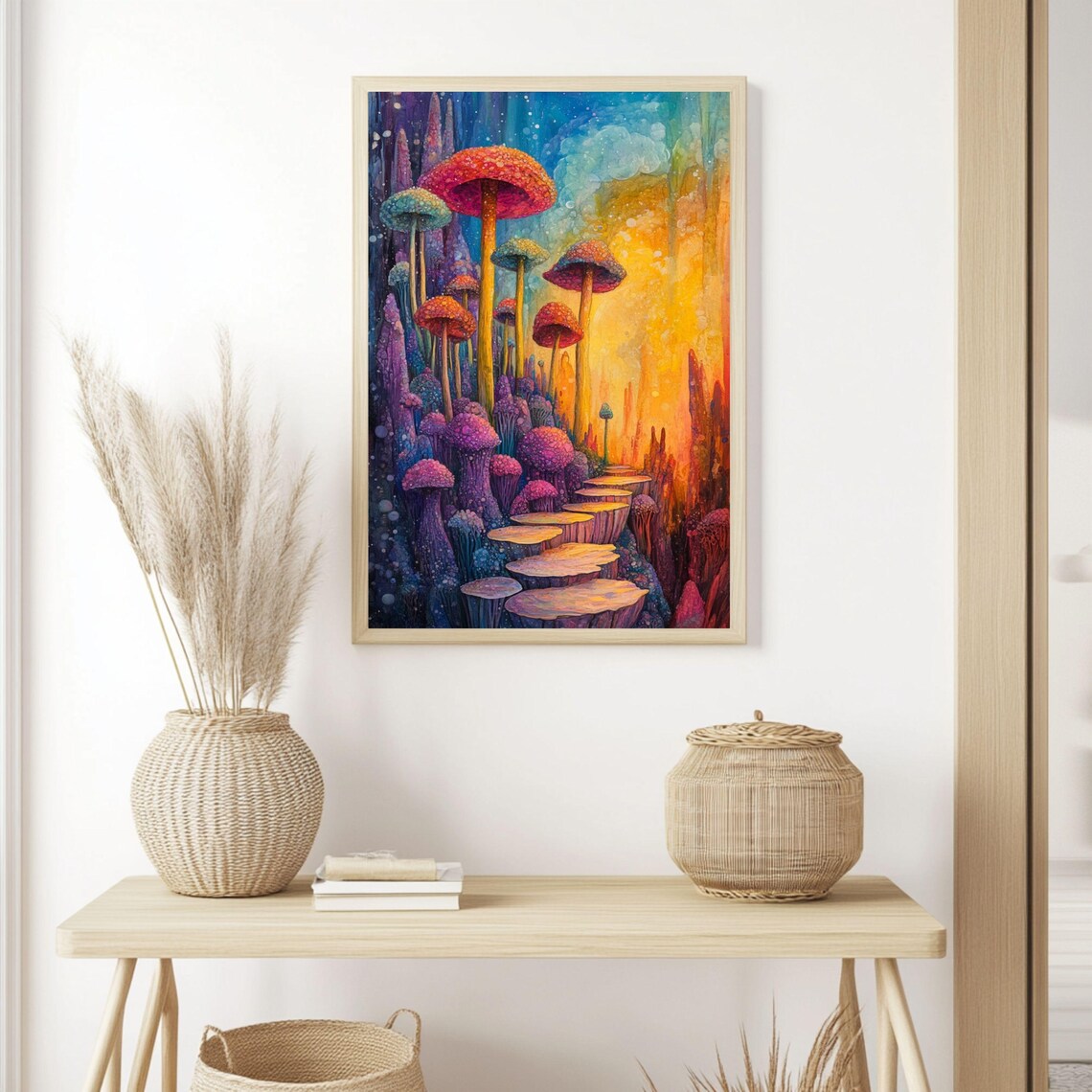 Rainbow Mushroom Cottagecore Psychedelic Fungi Art Print - Image 3
