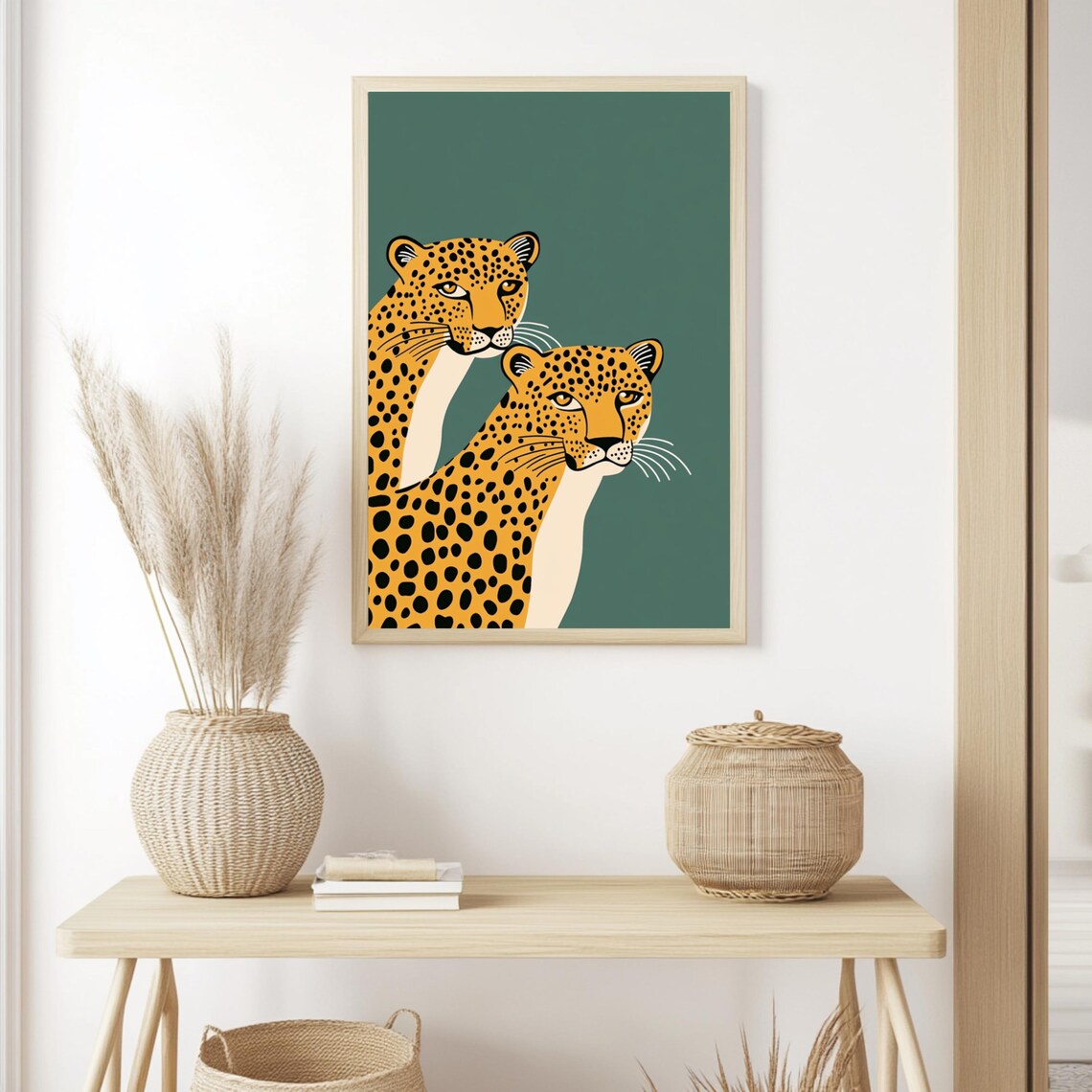 Two Leopards Boho Bedroom Decor Poster - Image 3