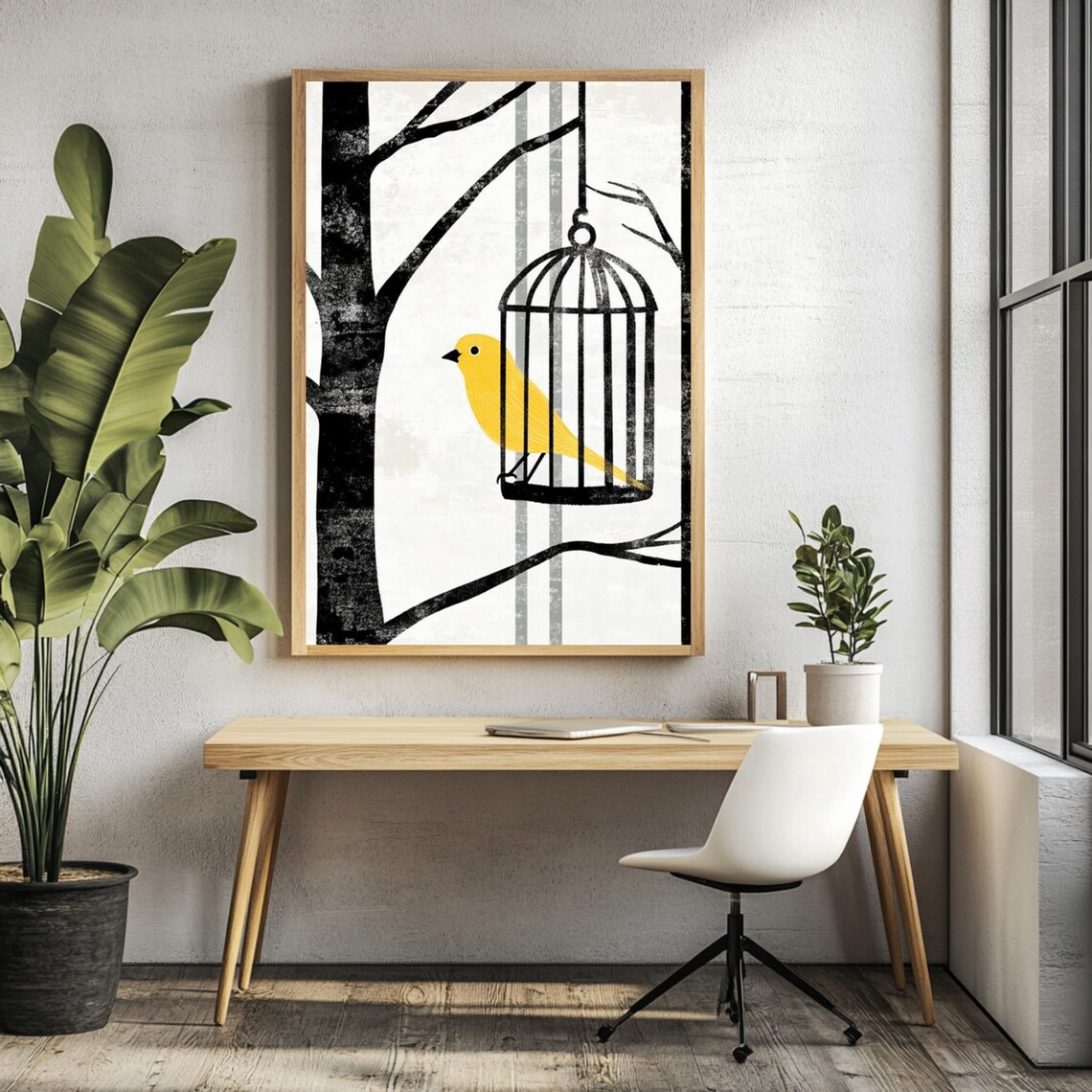 Yellow Canary Art Print, Nature Inspired Bedroom Decor - Image 5