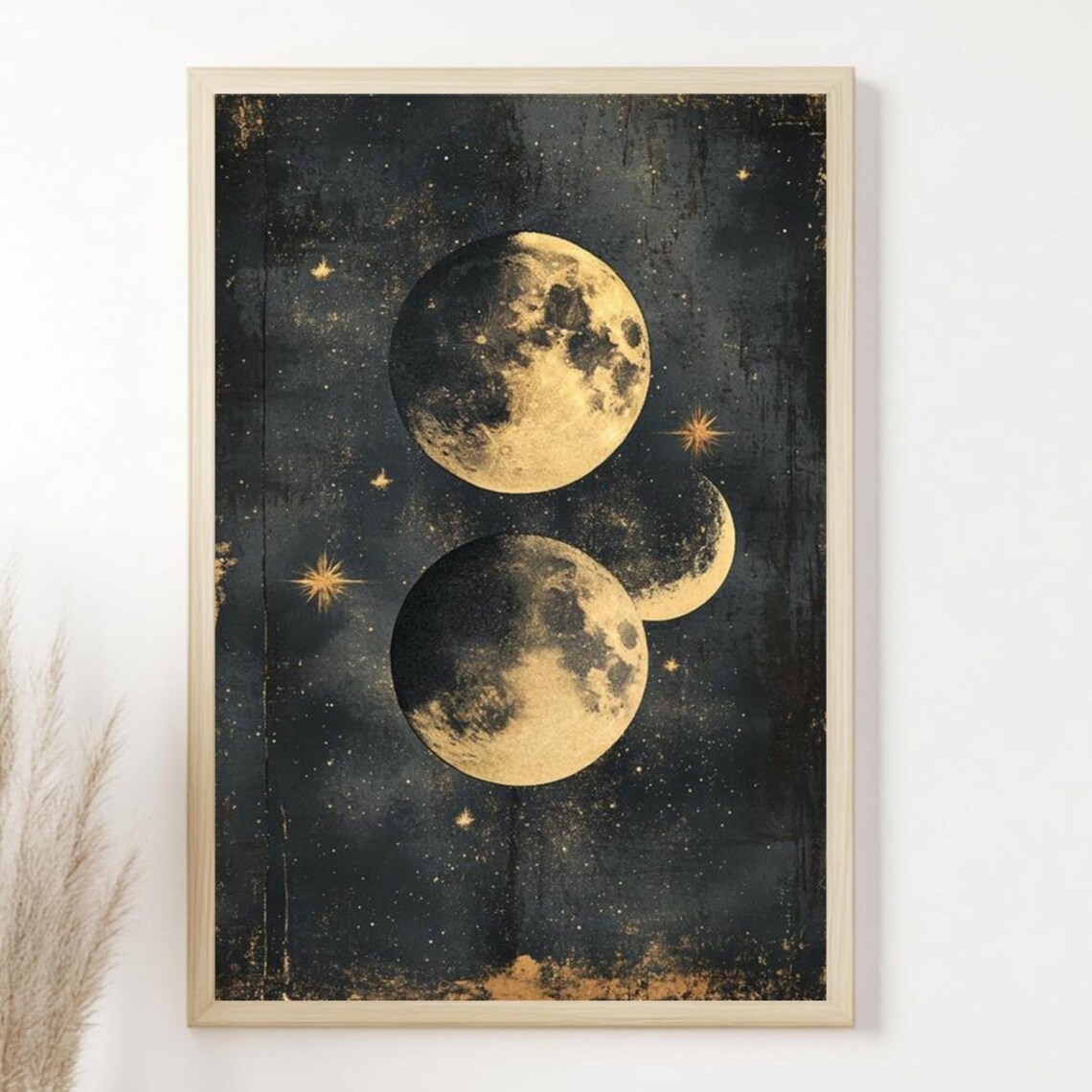 Celestial Moon Phase, Vintage Night Sky Print