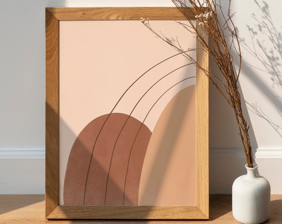 Terracotta Arch Shapes Minimalist Earthy Boho Abstract Poster