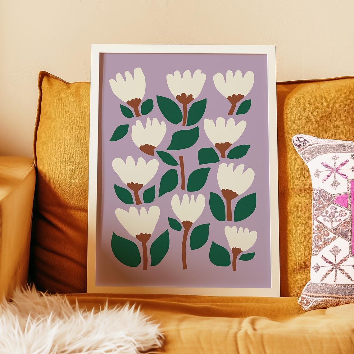 Scandinavian Floral Art Print Minimalist Botanical Wall Decor For Home Or Office