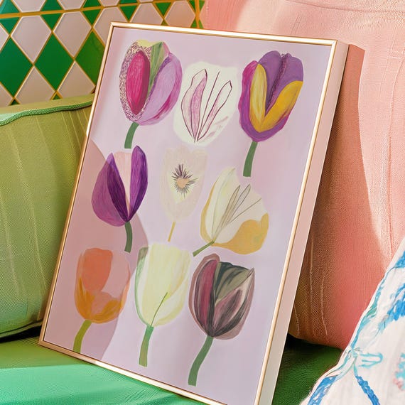 Tulip Wall Art Modern Floral Botanical Print Instant Poster In Multiple Sizes