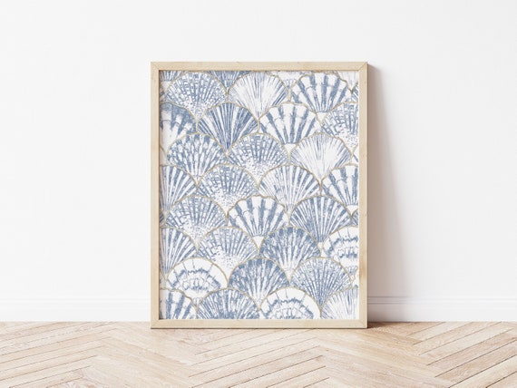 Seashell Pattern Art Print, Coastal Nursery Decor