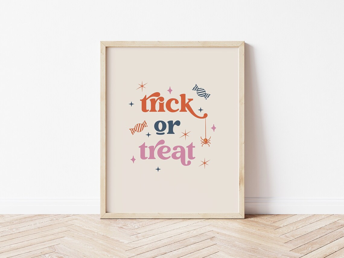 Trick Or Treat Boho Retro Halloween Art Print