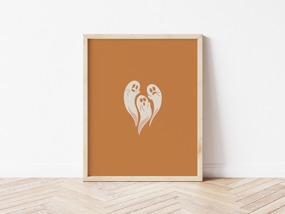 Cute Ghosts Halloween Poster for Kids' Room Decor