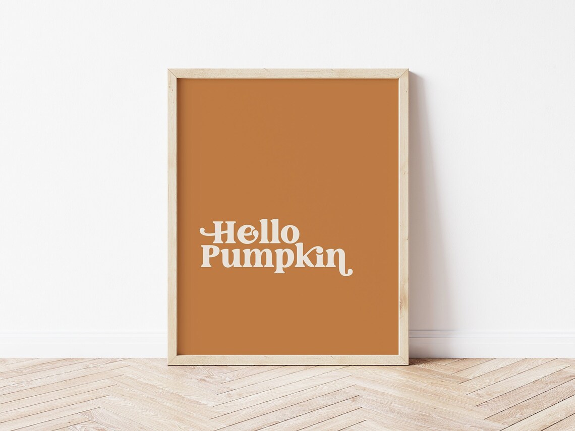 Hello Pumpkin Fall Thanksgiving Autumn Art Print