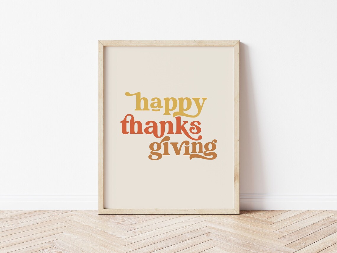 Happy Thanksgiving Retro Thanksgiving Art Print