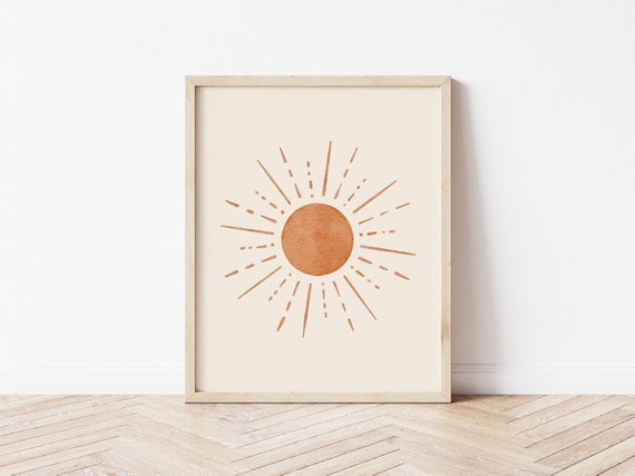 Watercolor Sun Boho Wall Art, Summer Decor Print