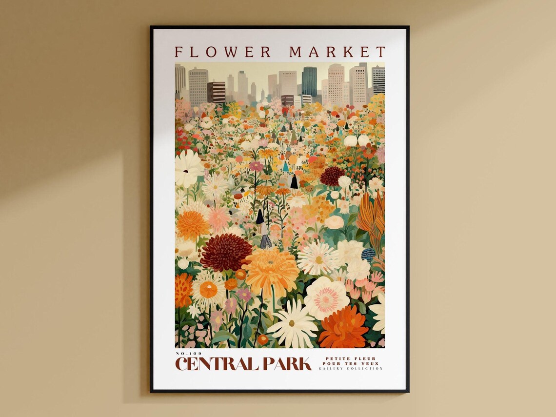 Flower Market New York City Travel Poster