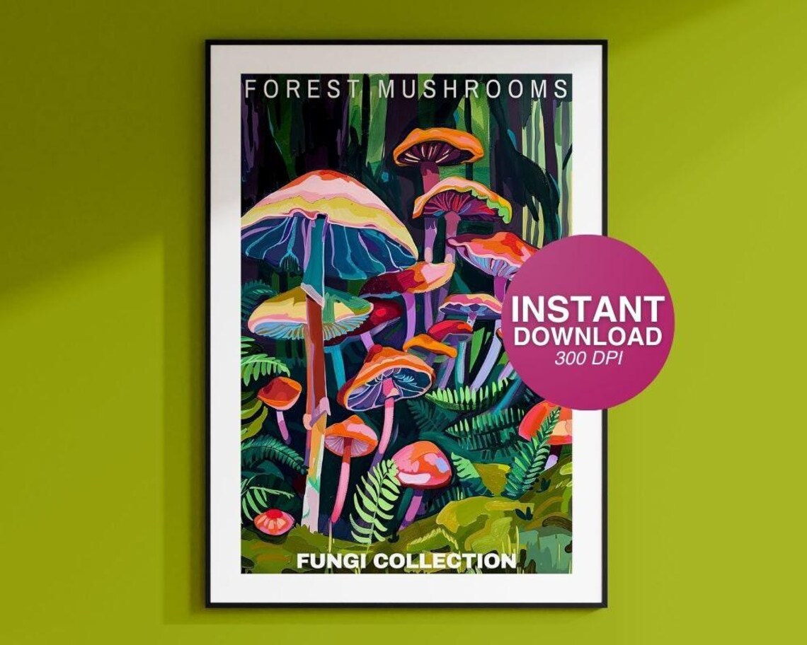 Vintage Mushroom Art Print, Botanical Illustrations