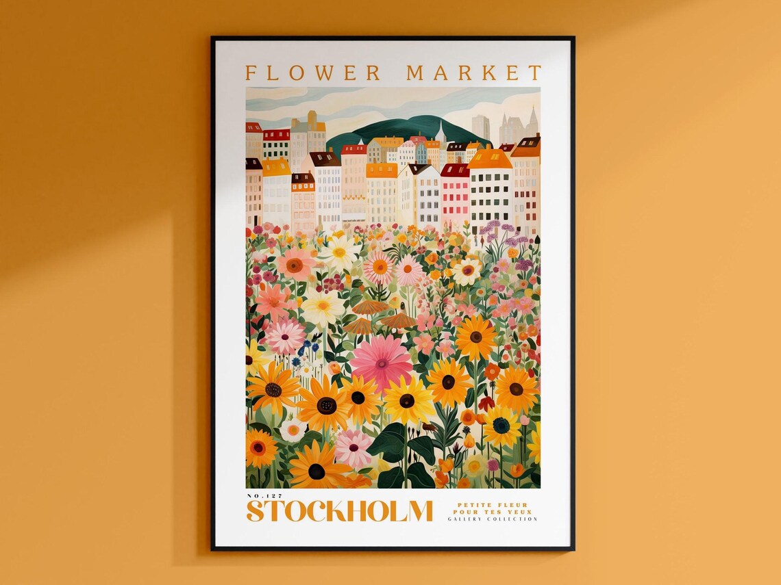Stockholm Flower Market, Sweden Floral Art Print