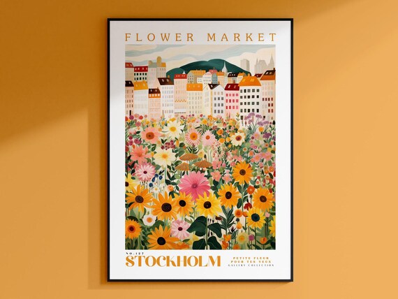 Stockholm Flower Market, Sweden Floral Art Print