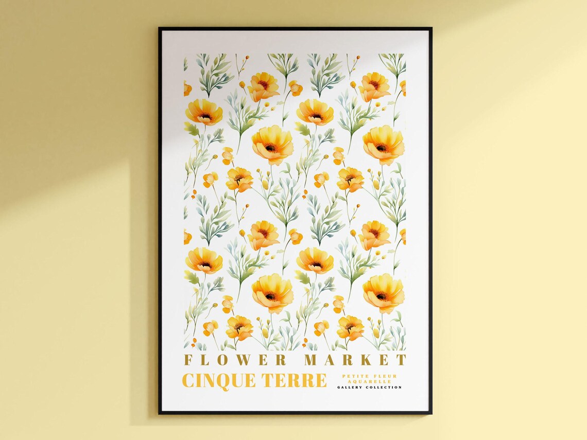 Cinque Terre Flower Market Watercolor Art Print