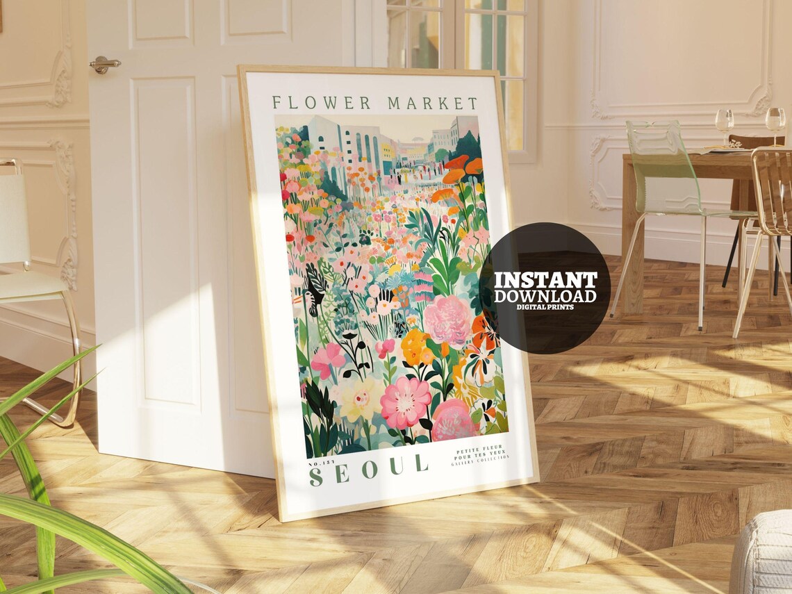 Flower Market Seoul Botanical Poster Print - Image 2