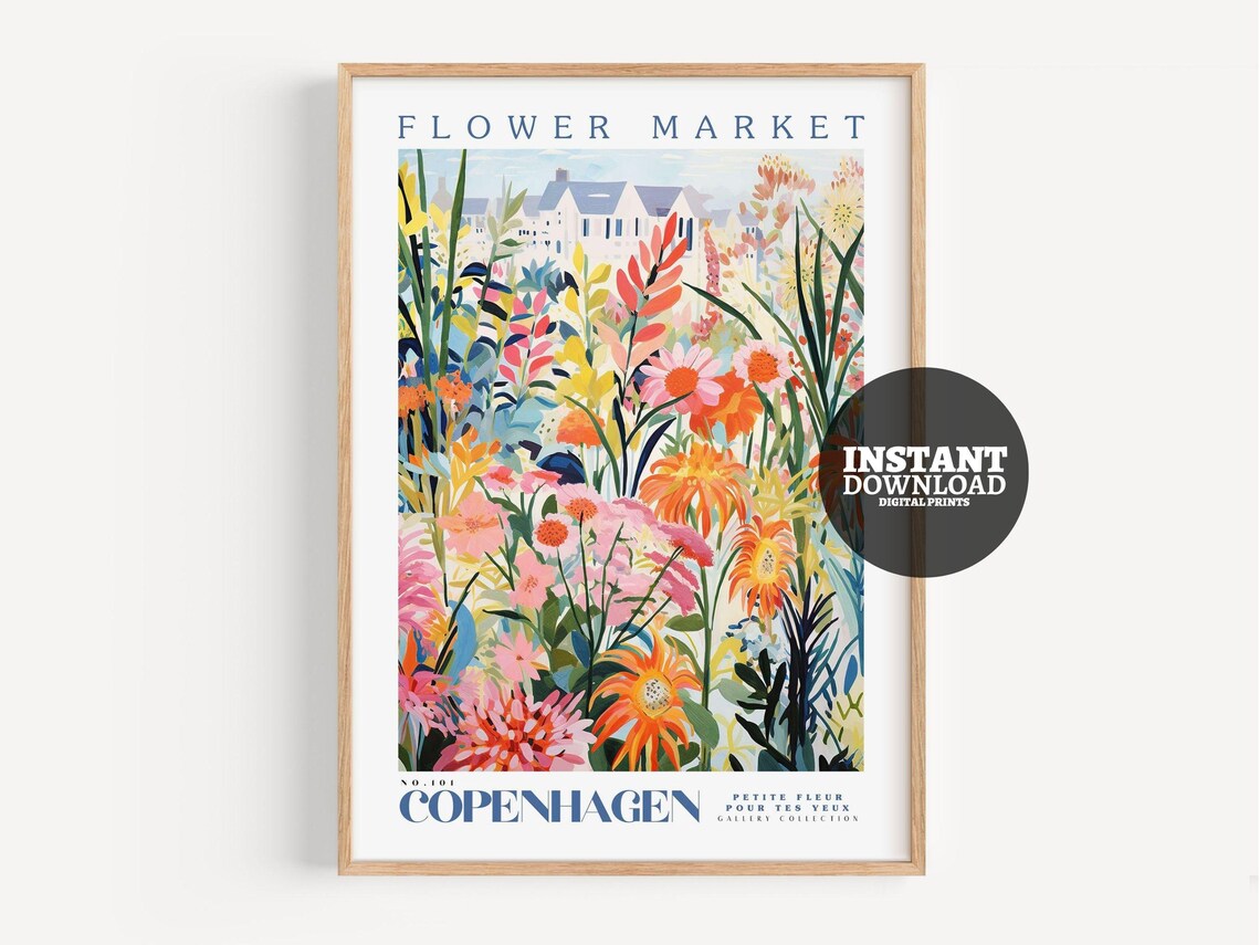 Flower Market Print Copenhagen Botanical Art Print