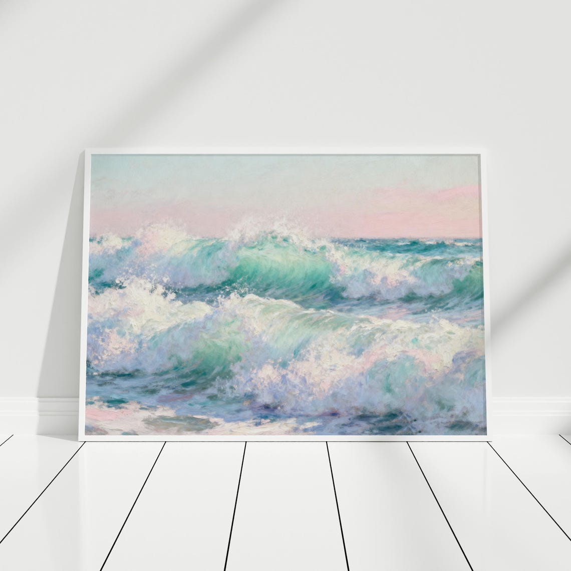 Ocean Waves Pastel Impressionist Foamy Surf Coastal Art Poster