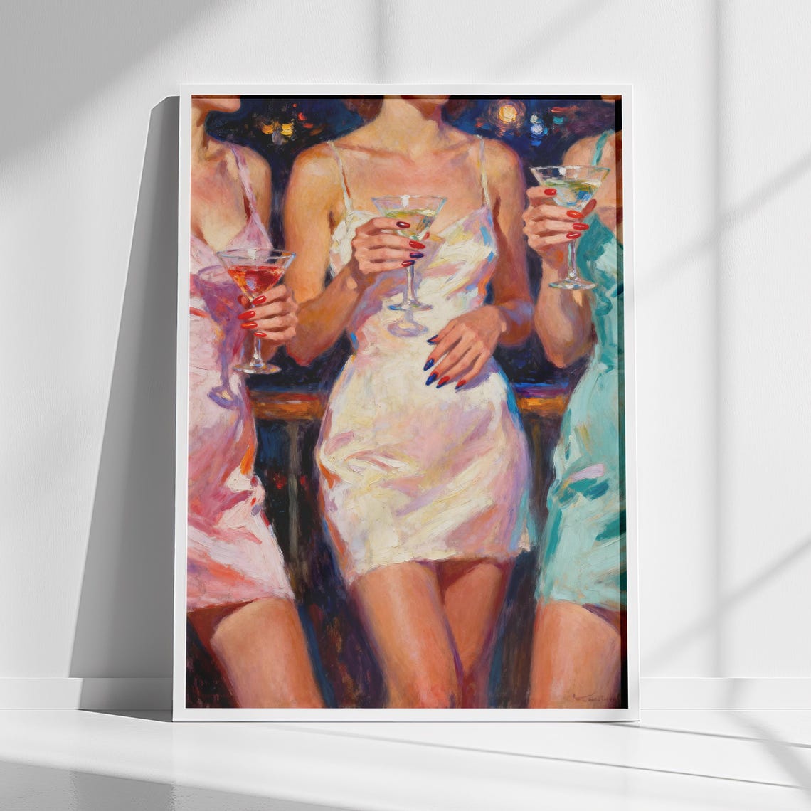 Impressionist Cocktail Party Women with Martinis Bar Art Poster