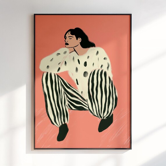 Women Wall Art Maximalist Dopamine Decor Woman Poster Print Livingroom Preppy