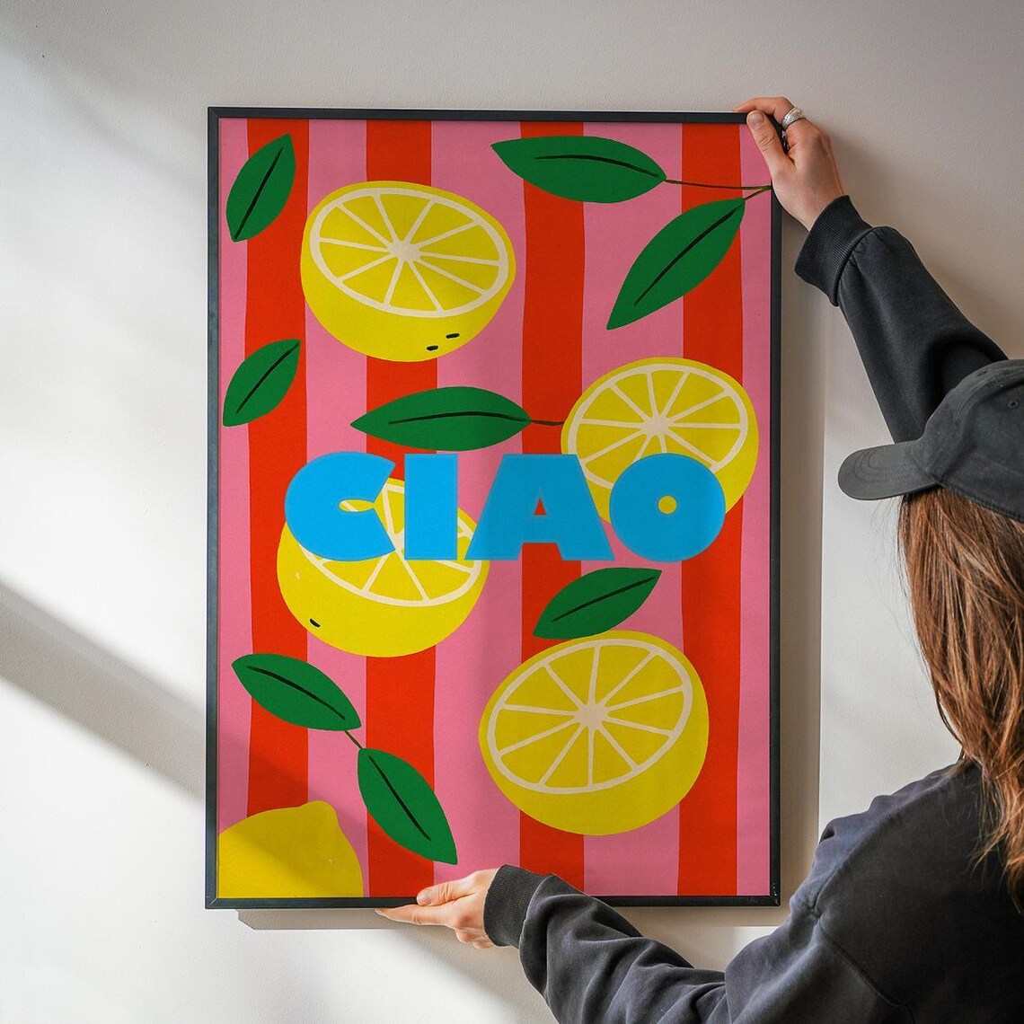 Ciao Retro Lemon Italian Kitchen Poster Bold Colorful Citrus Art