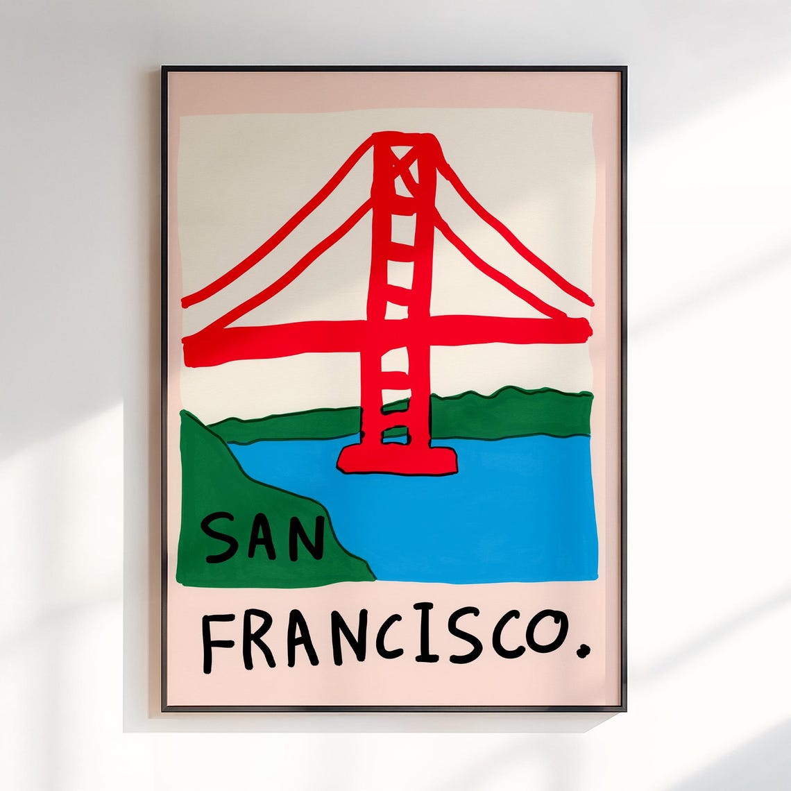 San Francisco Golden Gate Bridge Colorful Modern Travel Poster