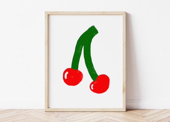 Cherry Wall Art Red Fruit Minimalist Art Print