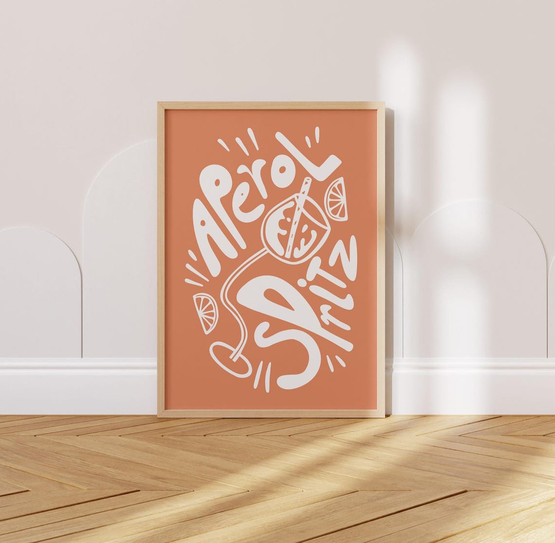 Aperol Spritz Orange Retro Typography Cocktail Bar Cart Poster
