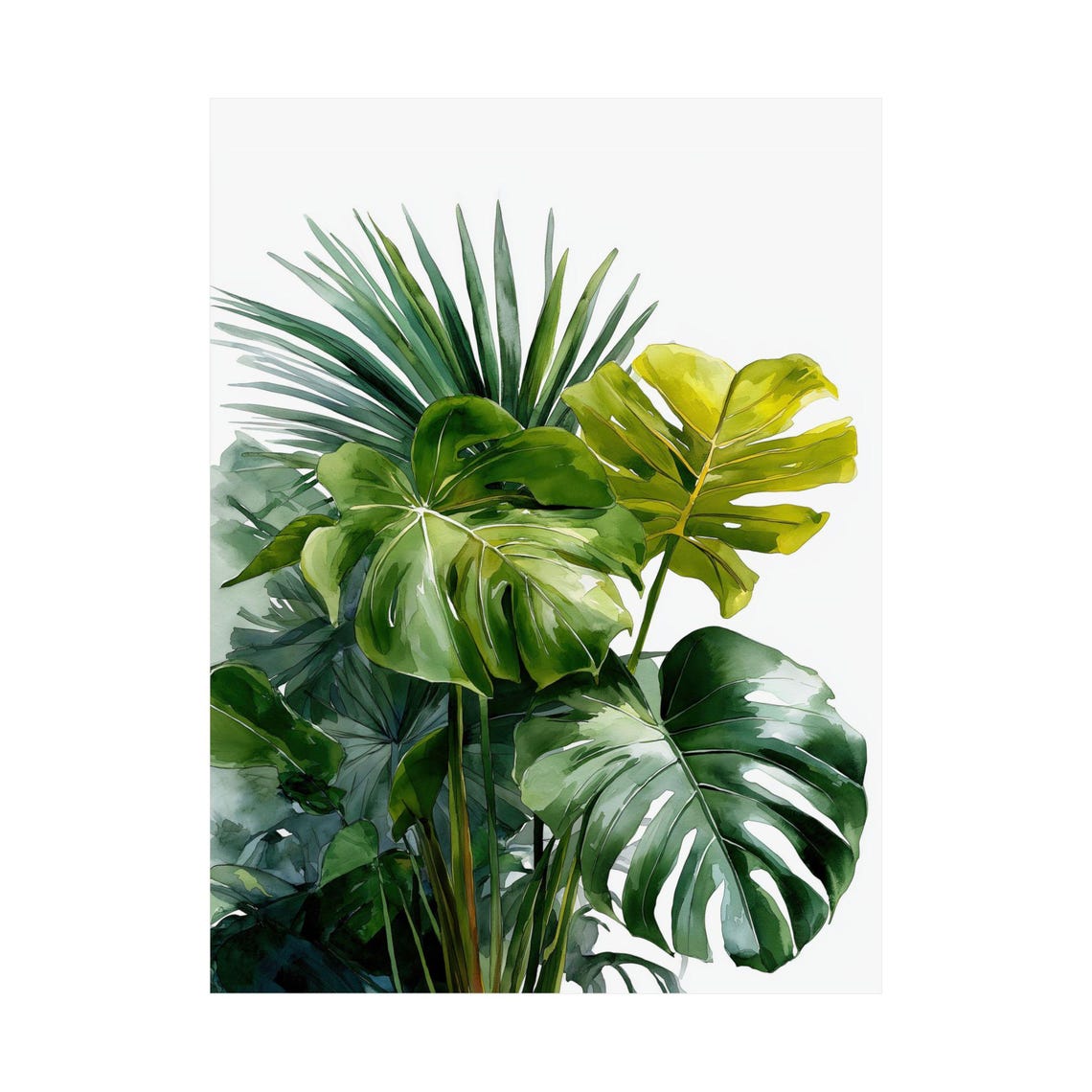 Tropical Botanical Wall Art Print, Watercolor Monstera