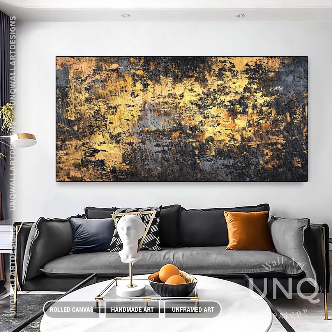Black And Gold Painting On Original Abstract Painting Gold Foil Original Art Hand Painted Textured Abstract Painting - Image 4